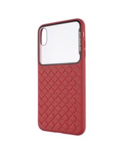 Чохол накладка для iPhone XS MAX Baseus Glass & Weaving Червона (Red)