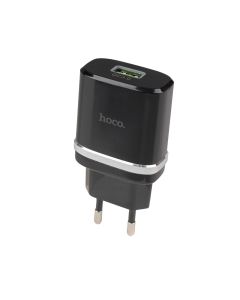 Зарядное устройство Hoco C12Q QC 3.0 1USB + кабель Type-C 3A Черный (Black)