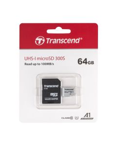 Карта памяти MicroSD Transcend 300S 64Gb + адаптер Class 10 UHS-1