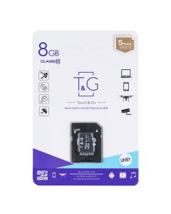 Карта памяти MicroSD T&G 8 Гб Class 10 + адаптер