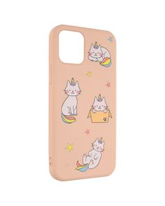 Чохол накладка для iPhone 12/12 Pro WAVE Fancy raindow cat Рожева (Pink Sand)