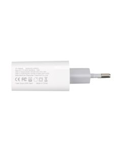 Зарядний пристрій XO PD L64 3A 18W/1USB+1USB-C Білий (White)