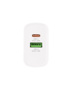 Зарядний пристрій XO PD L64 3A 18W/1USB+1USB-C Білий (White)