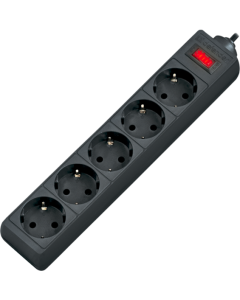 Мережевий фільтр Defender ES 1.8м 5 роз. Чорний (Black)