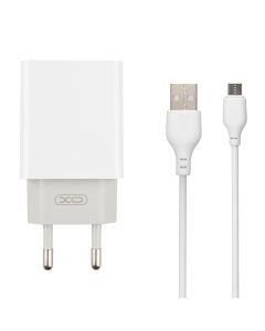 Зарядний пристрій XO L65 2.4A/2 USB + кабель Micro-USB Білий (White)