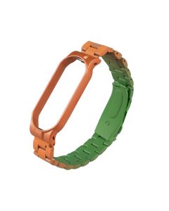 Ремешок для часов Xiaomi Mi Band 5/6 из нержавеющей стали Оранжевый Зеленый (Orange Green)