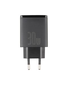Зарядний пристрій Baseus Compact Quick Charger 30W QC+PD 1Type-C + 2USB Чорний (Black)