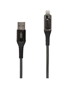 USB кабель XO NB162 LED 2.4A Lightning 1м Чорний (Black)