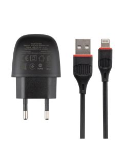 Зарядное устройство Borofone BA49A 2.1A + кабель Lightning Черный (Black)