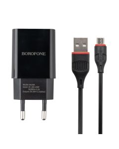 Зарядное устройство Borofone BA20A Sharp 1USB 2.1A + кабель micro USB Черный (Black)