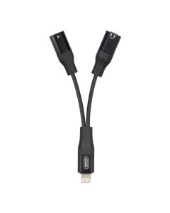 Перехідник AUX XO NBR181B Lightning - Lightning - 3.5 Чорний (Black)