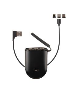 USB кабель Hoco S50 Magnetic 3в1 Lightning+Type-C+Micro 2A 1м Чорний (Black)