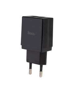 Зарядное устройство Hoco DC01 Max Porcelain 2USB 2.1A + кабель Lightning Черный (Black)
